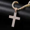 Hip Hop Full 5A Zircon Cross Pendant avec une chaîne de tennis surnommée Gift bijoux