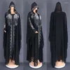 Roupas étnicas chiffon preto capuz abayas feminino vestido de zíper muçulmano africano Dashiki Dubai Turquia manto kaftan marroquino caftan tradicional