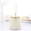 Drawstring Design Women Bucket Shape Beading Holder Clutch Pearl Wedding Bridal Ladies Handbags Party Small Evening Bags