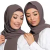 Hijabs Chiffon Hijabs med matchande inre hattar sätter muslimska kvinnor hijab huvudduk Chiffon Scarf Shawl Scarves Underscarf Jersey Hijab D240425