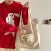 Shopping Bags Canvas Cartoon Women Shoulder Shopper Bag Eco Cotton Cloth Woman Tote Kawaii Female Student Handbag Beach