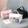 Yeni yarı saydam kozmetik çanta pvc buzlu yıkama torbası taşınabilir büyük kapasiteli depolama torbası PU flip taşıma çantası