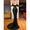 Green Dresses Mermaid Evening Dark Straps Off The Shoulder Sparkly Beaded Sequins Custom Made Formal Ocn Wear Arabic Prom Gown Vestidos