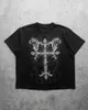 T-shirts masculins American Strt Fashion Brand T-shirt Femmes Y2k Cross Skull Imprimé surdimensionné surdimension