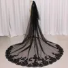 Hochzeitshaarschmuck schöne schwarze lange Hochzeit Schleier 2 T 3 Meter Kathedrale Cover Face Black Gothic Braut Schleier Hochzeitszubehör