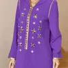 S-2xl Purple Abaya Dubai Turquia Vestido Hijab Muçulmano Galabia Roupas femininas Mulher Moda Festival Diamante brilhante 240415