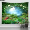 Fata Arazzi forestali Magic Mushroom and Tree Kids Girl Camera soggiorno Festa Background Wall Hanging Hippie Tapestries 240415