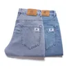 Mäns jeans lyocell is silkes jeans herrar sommar ultravit löst raka denim byxor mjuka och bekväma varumärken ljusblå byxor l2404