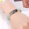 CSJA Reiki Fluorite Crystal Bracelet Natural Stone 8mm Beads Bangle Heart Charm Lucky Stretchy Mala Bangles Healing Jewelry H176 240410