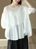 Camicette da donna moda da donna coreana Donne estate a colori solidi chiffon camicie oversize oversize 2024 Ladies Elegant Classic Linen Doll Top