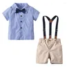 Clothing Sets 0-24M Summer Kids Suits Blazers For Boy Costum Baby Boys Shirt Overalls Suit Formal Wedding Wear Cotton Children