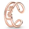 Cluster Rings Original 925 Sterling Silver Openwork Rose Me Love Angel Open Ring с Crystal for Women Europe Ювелирные изделия