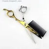 Hair Scissors New professional JP440C steel 6-inch gold 2-in-1 hair clip with comb hairdresser hairdresser Q240426