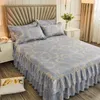 Saia de cama Floral Pattern Set Mattress Anti Slip Protetor Cober para roupas de cama de casal de casal de casal à prova de poeira