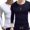 Suits B144079 Fit Men's TShirt Long Sleeve Crew VNeck Solid Color Casual Sports Muscle Tees Plus Size Simple Style Tshirts