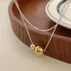 Pendenti chozon s925 collana in argento sterling doppia palla semplice nicchia chic gioielleria di gioielli accessori da ragazza clavicola cha