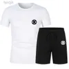 Heren shorts t-shirt sets heren fitness sportkleding zomer ronde nek ademend comfortabel t-shirt + shorts 2-dely dagelijkse outdoor sportset d240426