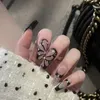 Pure handgemaakte valse nagel geschilderde Franse stijl zoete koel vlinder diamon decoratie draagbare nagel verwijderbaar en herbruikbare nagel 240425
