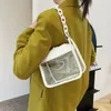 Clear Crossbody Bag for Women PVC Transparent Single Shoulder Chain Portable Messenger Bags Small Square Satchel Girls Gift 240415