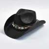 Geniş Kötü Şapkalar Kova Şapkaları Yeni Kağıt Batı Kovboy Şapkası Erkekler İçin Kadınlar Yaz Plajı Güneş Şapkaları Cowgirl Caz Şapkası Sombrero Hombre Y240425