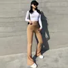 Pantalon féminin sexy hautement taille pantalon à rayures à rayures