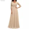 Casual Dresses Women's Long Dress Evening Party Wedding Vintage Elegant Solid Color Lace V-neck Mid-Sleeve Backless Back Zipper Female