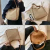 Beach Bags Ladies Large Capacity Handheld Straw Woven Bag for Women Tote Personalized Contrast Summer Commuter Single Shoulder