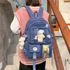 Sırt çantası sevimli kadınlar su geçirmez büyük kapasiteli naylon kolej okul çantası kadın dizüstü bilgisayar bayan kız seyahat kawaii kara kitap çantaları