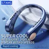 Electric Fans GTAMG Portable Neck Fan USB Handheld Mute Rapid Cooling Leafless Mini Electric Fan Colorful Atmosphere Lights 5th Gear