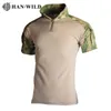 Tactical T-shirts Military tactical shirt hunting suit battle suit multi cam mens summer camouflage shirt summer army casual training shirt 240426