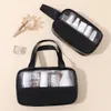 New Transparent Makeup Wash Bag Portable Pu Bath Bag Waterproof Large Capacity Storage Bag Pvc Splicing Cosmetic Bag