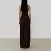 Casual Dresses Women's Sheath Knit Long Dress Slim and Male Pleated Fashion Sexig rygglös högkvalitativ Y2K Summer 2024