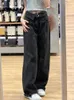Kadınlar kot pantolon düz siyah kadınlar vintage büllü rahat sokak kıyafetleri yaz Kore tarzı pantolonlar günlük yüksek bel serin