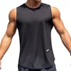 Débardeur pour hommes couleurs massifs sans manches hommes veste gilet rond sport fitness sport d'été avec conception de cols o à l'extérieur