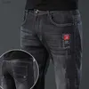 Jeans masculins créateurs masculins de créateurs coréens de mode de mode coréenne pour hommes élastiques élastiques jeunes ultra minces jeans serrés noir pantl244