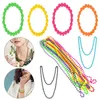 Kedjor 4/8 st anslutna pärlor halsband armband set neon färgglad sträng krage charm bohemisk fluorescerande choker