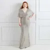 Robes de piste plus taille Grn Sequin Night Robe Short Slve Elegant Women Party Robe Long Prom Robe Y240426