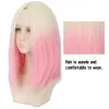 Perruques houyan synthétiques longs cheveux raides féminines Golden Gradient rose bangsfree wig cosplay lolita heatreSistant Party Wig