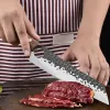 السكاكين مع ثقب الإصبع ثقب سكين تقطيع اللحوم الفاكهة أسماك المطبخ السكاكين يد مزورة خشب الشفرة مقبض Chef Cook Dnife Tool
