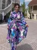 Frauen Kleider Dubai Türkei Mode Langes Dres Druck muslimischer Abaya Herbst und Winters Abendpartykleid Elegant Slim Abayas 240415