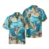Mäns avslappnade skjortor tropiska kolibri 3D -tryckta skjortor för män kläder casual hawaiian djur kort ärm små fågelblusar aloha knapptoppar 240424