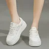 Casual Shoes Comemore Leather Thick Bottom 2024 Spring White Women Shoe Ladies Sneakers Round Toe Platform Luxury Fashion Autumn