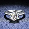 S925 t Family Sterling Sier Ring Mo Sangshi Ring Womens Ring Classic Six Claw Crown Proposal Ring Live Broadcast