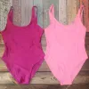 Diving Sexy Scoop Back Swimwear Solid One Piece Swimsuit Women Red Pink White Black Bather Bathing Suit High Cut Swim Wear For Party