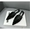 Casual Shoes European Station Baotou Sandals Women's 2024 Summer One Line Fairy Style Versatile Pointed Flat Bottom Paljett