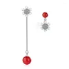 Studörhängen 2024 Snöflinga Long Tassel Red Pearl Asymmetric Charm Women Girls Jewel Christmas Gift