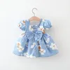 Robes de fille fille d'été robe de bébé coton grand arc