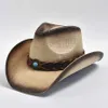 Chapéus de aba larga chapéus de caçamba de cowboy chapéu de palha para homens e mulheres com borda enrolada sun shield shield chapéu de férias de férias de verão y240425