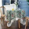 Toalha de mesa redonda de algodão toalha de mesa de algodão European retro colorido lótus folha lateral de toalhas de mesa decoração de decoração de mesa de cozinha 240426