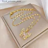 Pendant Necklaces Dream crystal golden butterfly necklace suitable for womens Rhinestone symmetrical pendant accessories party jewelry gifts Q240426